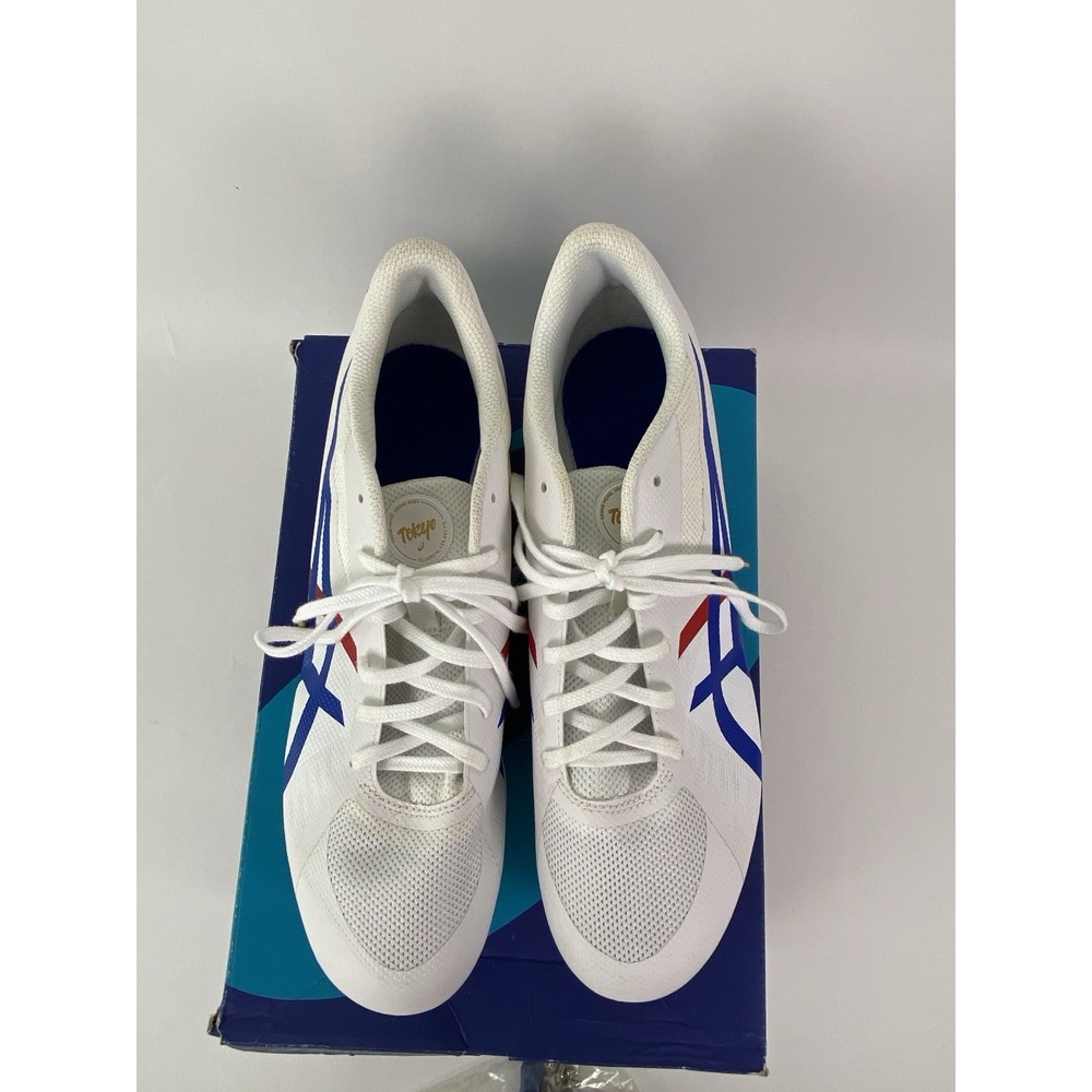 Asics Hyper MD7 Track & Field Athletic Shoes White Classic Red Blue Men Size 10